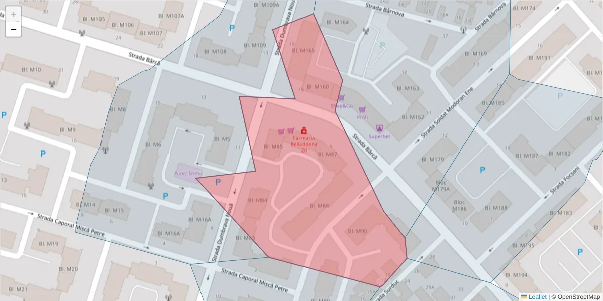 Hartă a codului poștal  și a codurilor poștale învecinate