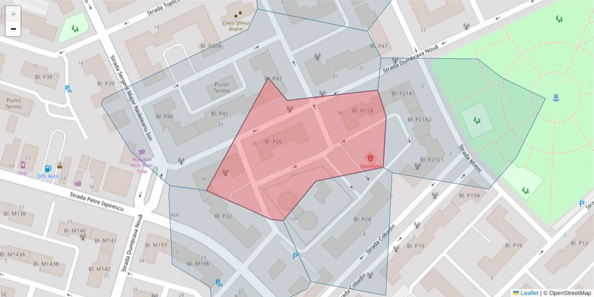 Hartă a codului poștal  și a codurilor poștale învecinate