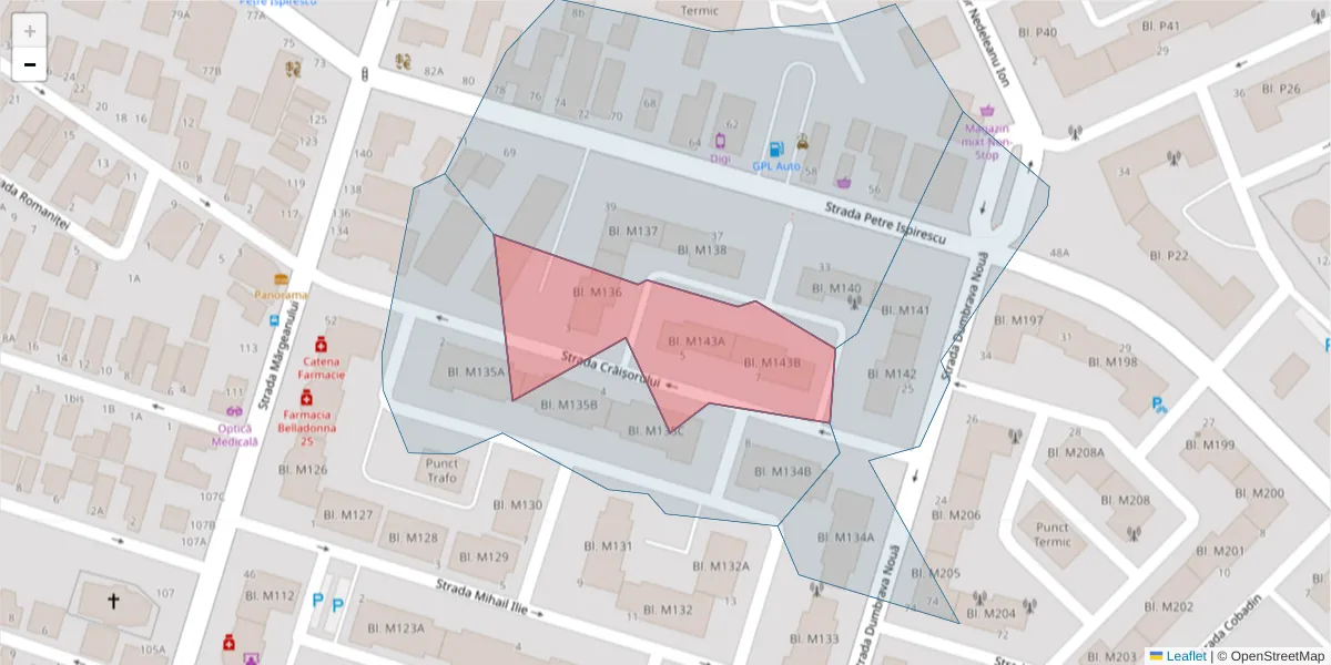 Hartă a codului poștal  și a codurilor poștale învecinate