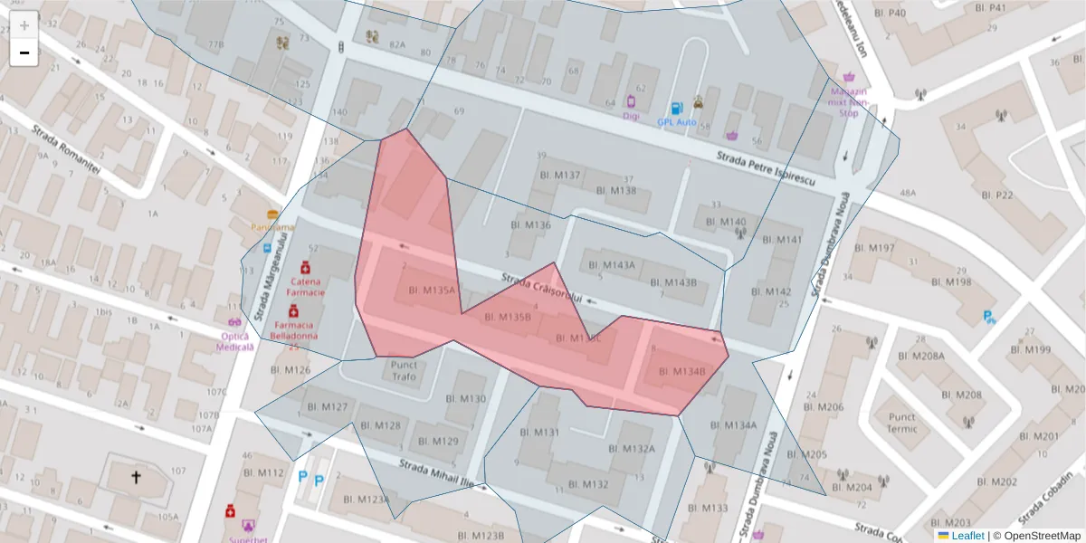 Hartă a codului poștal  și a codurilor poștale învecinate