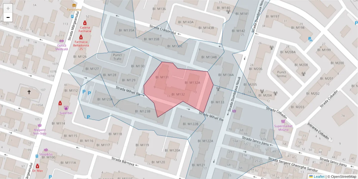 Hartă a codului poștal  și a codurilor poștale învecinate