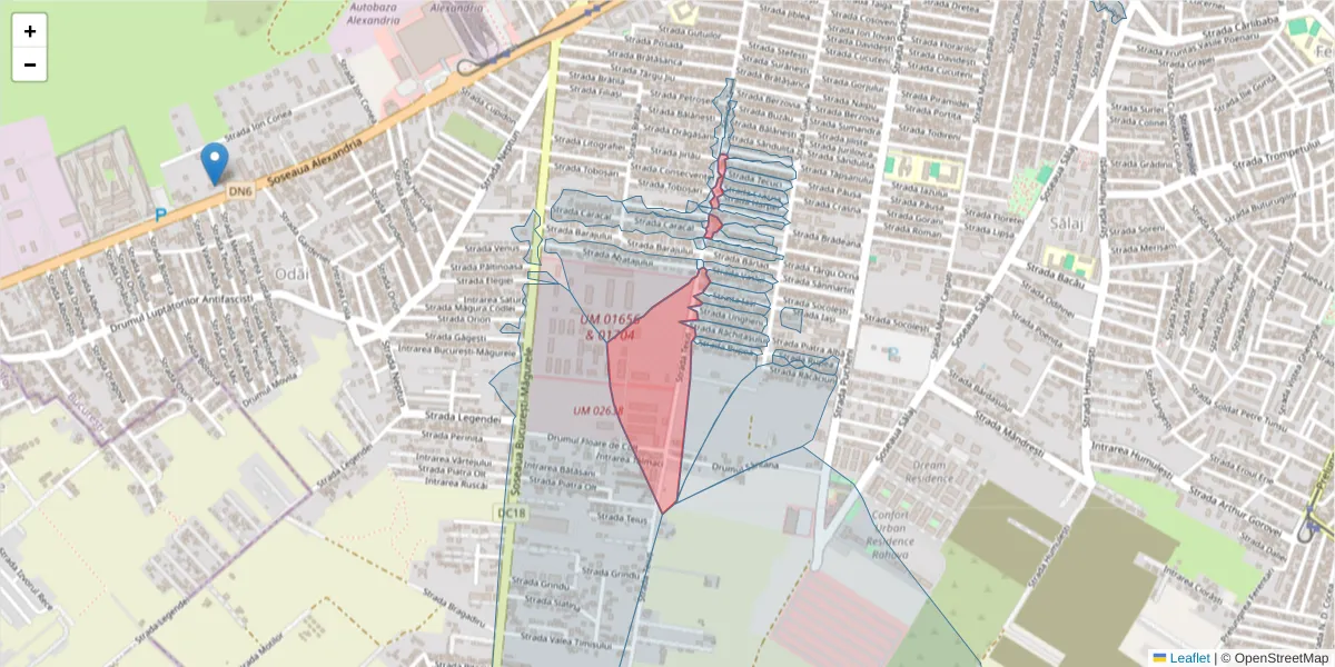 Hartă a codului poștal  și a codurilor poștale învecinate