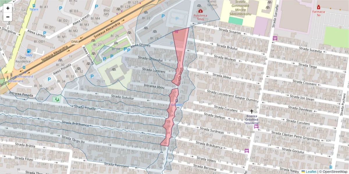 Hartă a codului poștal  și a codurilor poștale învecinate