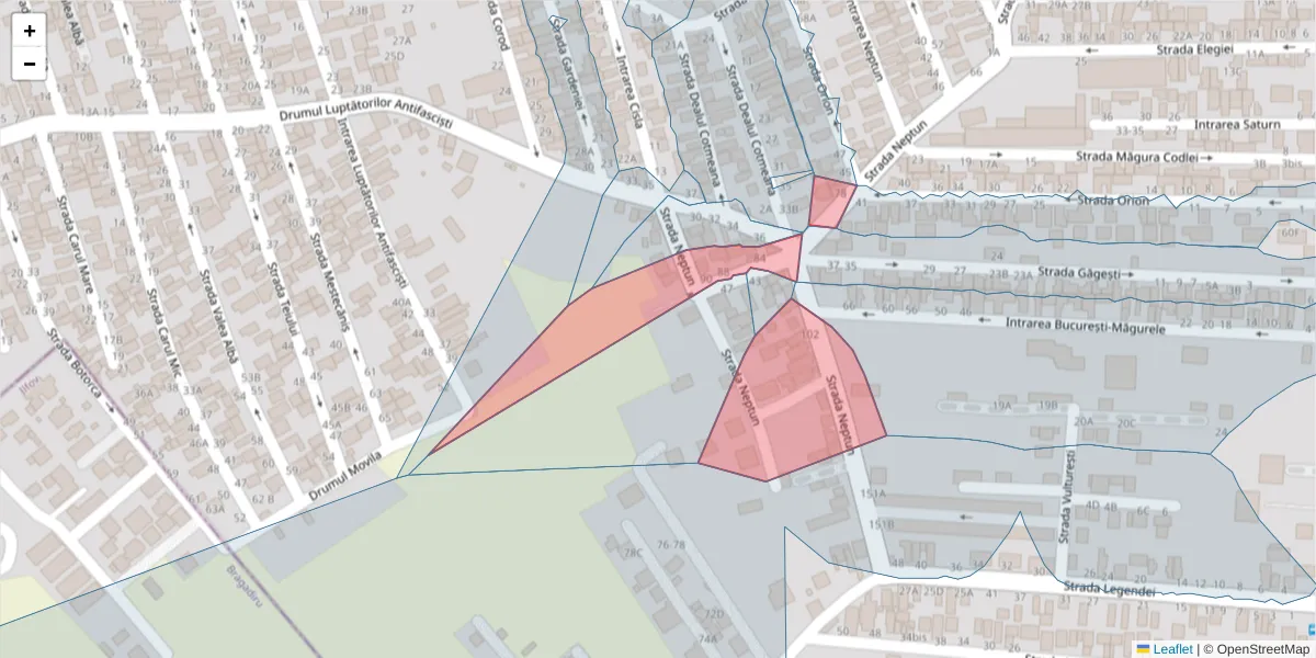 Hartă a codului poștal  și a codurilor poștale învecinate
