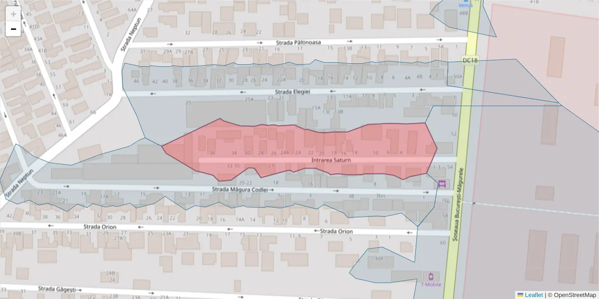 Hartă a codului poștal  și a codurilor poștale învecinate