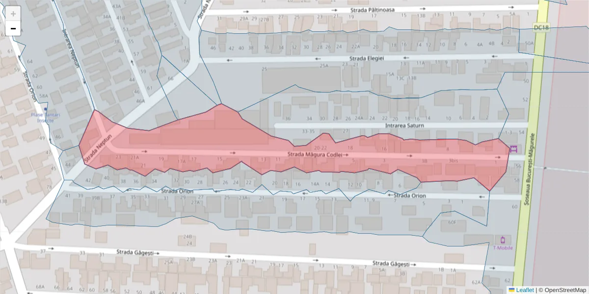 Hartă a codului poștal  și a codurilor poștale învecinate