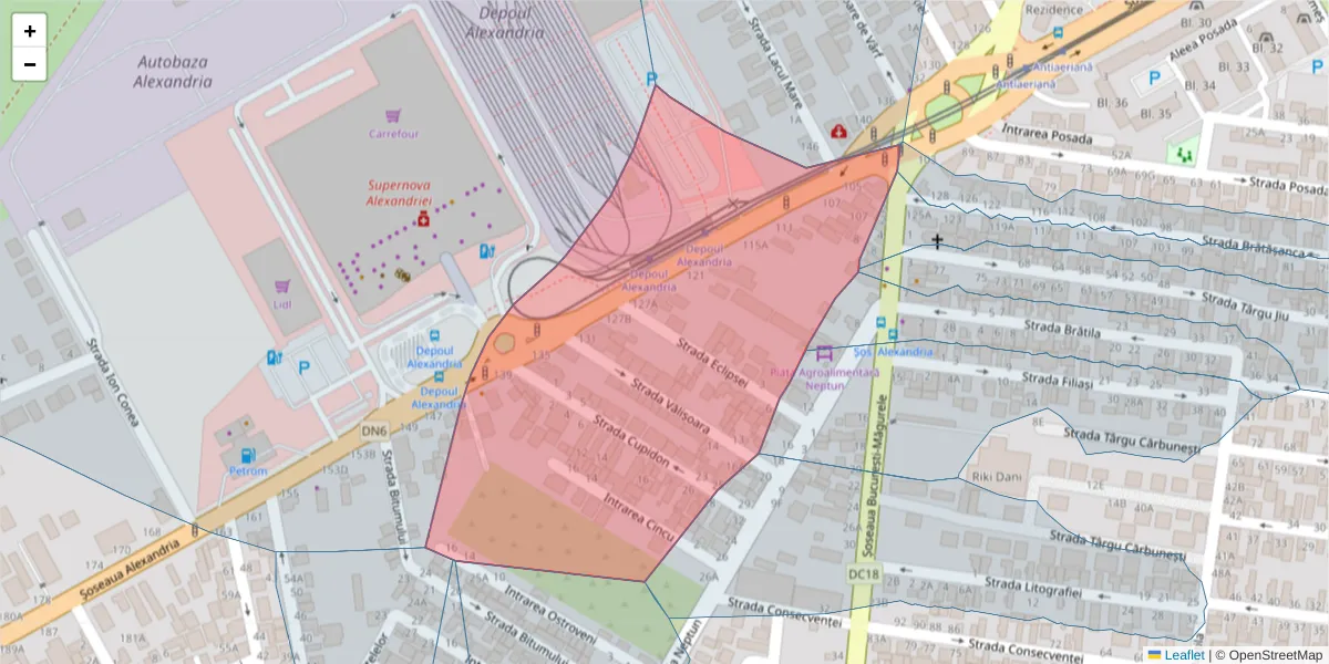 Hartă a codului poștal  și a codurilor poștale învecinate