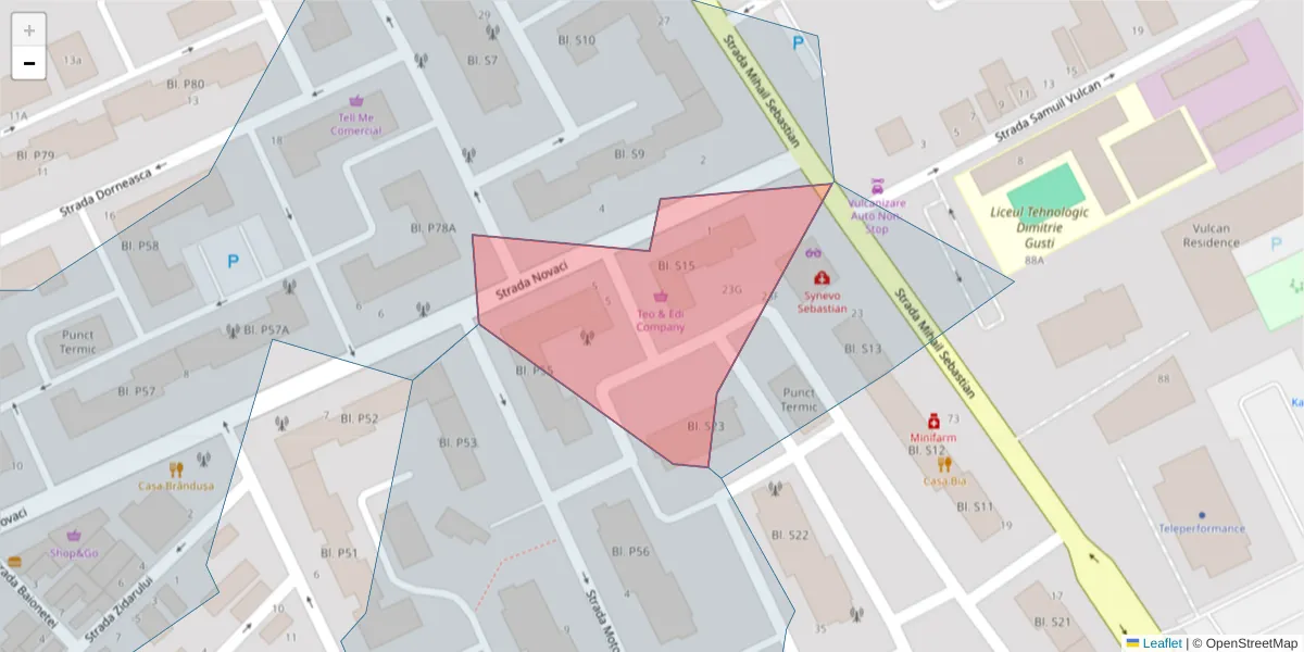 Hartă a codului poștal  și a codurilor poștale învecinate