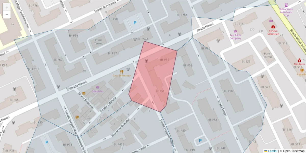 Hartă a codului poștal  și a codurilor poștale învecinate