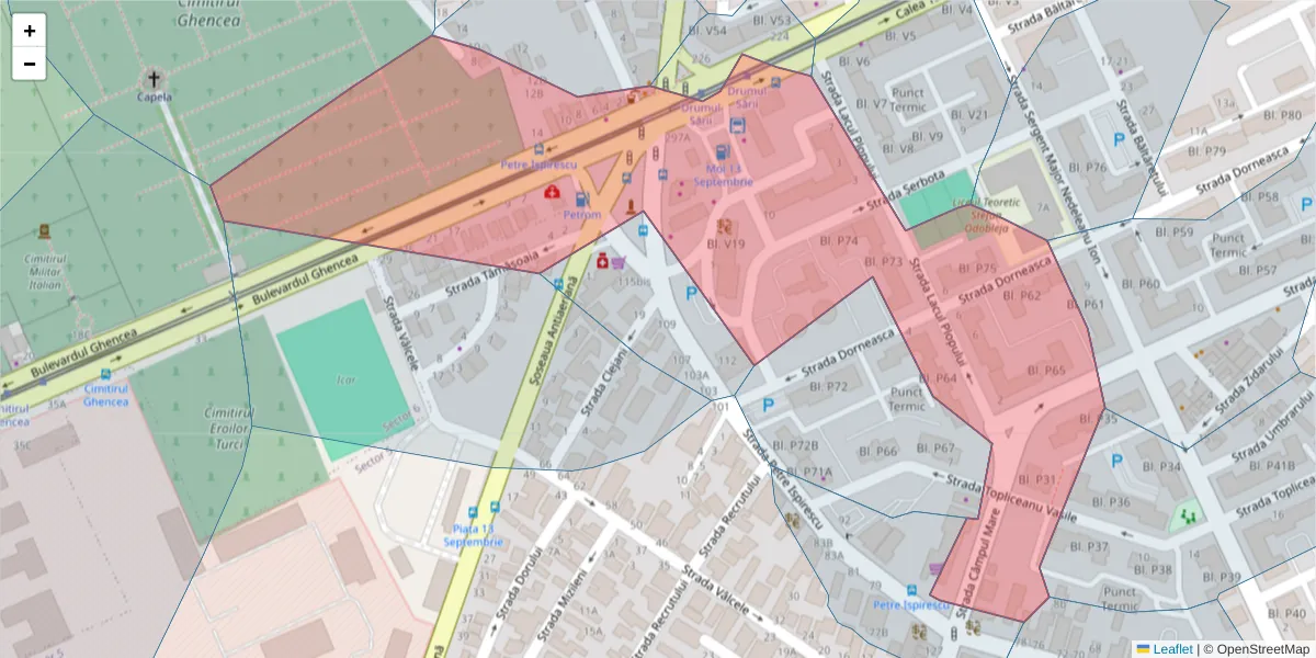 Hartă a codului poștal  și a codurilor poștale învecinate