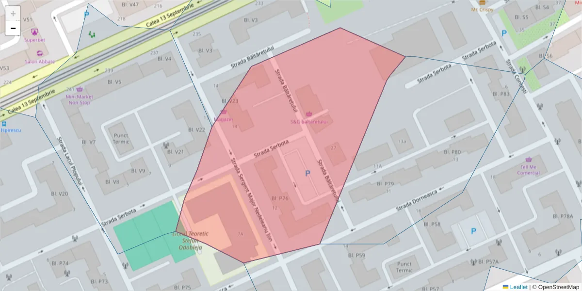 Hartă a codului poștal  și a codurilor poștale învecinate