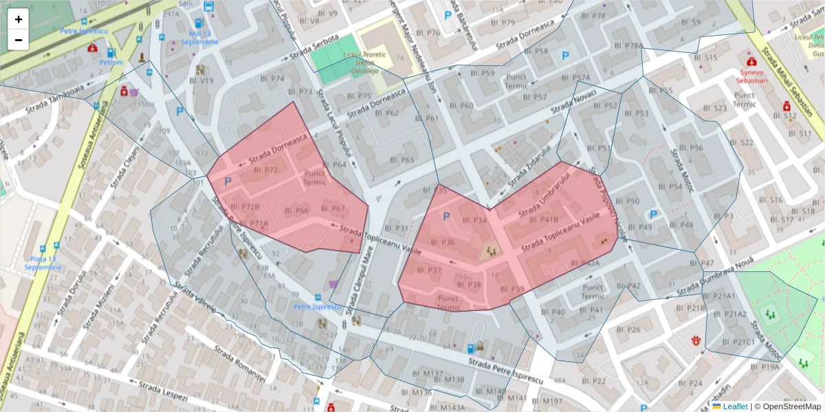 Hartă a codului poștal  și a codurilor poștale învecinate