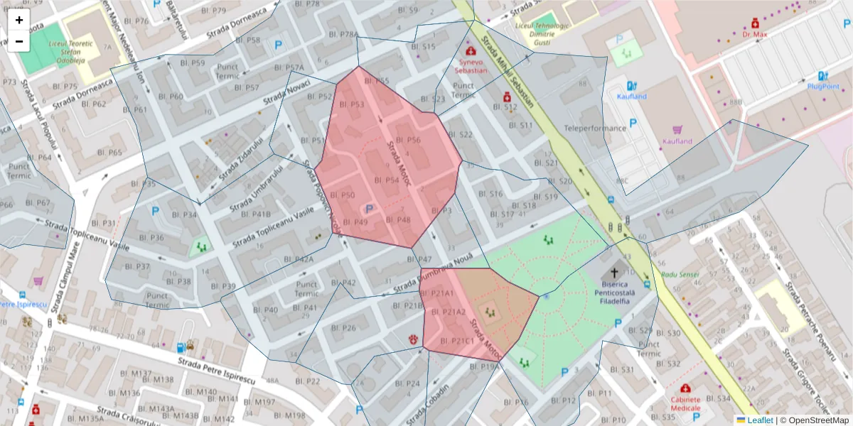 Hartă a codului poștal  și a codurilor poștale învecinate