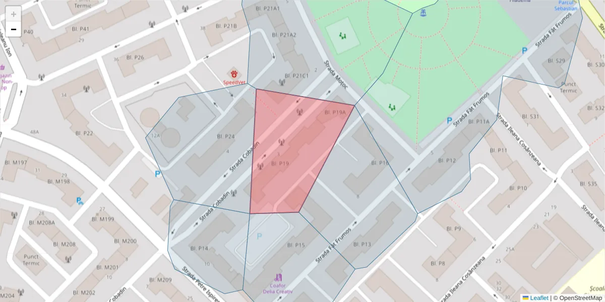 Hartă a codului poștal  și a codurilor poștale învecinate