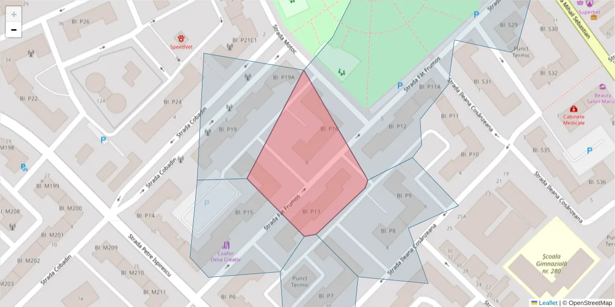 Hartă a codului poștal  și a codurilor poștale învecinate