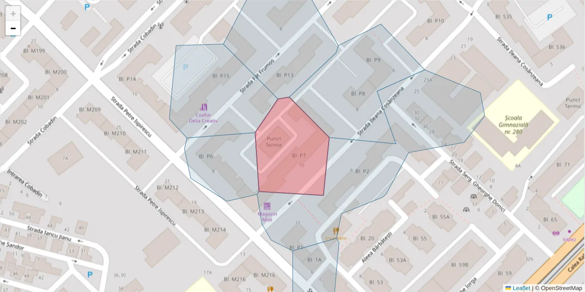 Hartă a codului poștal  și a codurilor poștale învecinate