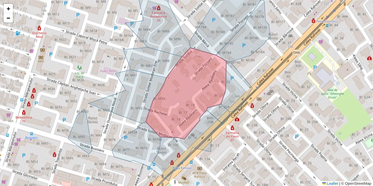 Hartă a codului poștal  și a codurilor poștale învecinate