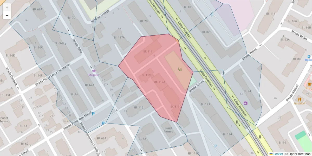 Hartă a codului poștal  și a codurilor poștale învecinate