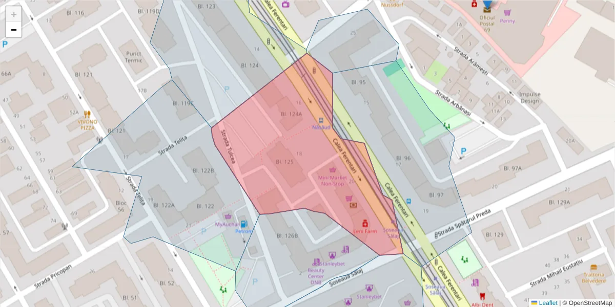 Hartă a codului poștal  și a codurilor poștale învecinate