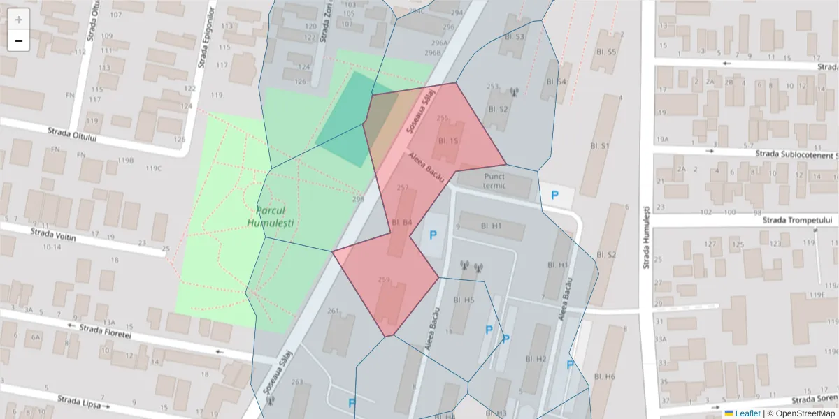 Hartă a codului poștal  și a codurilor poștale învecinate