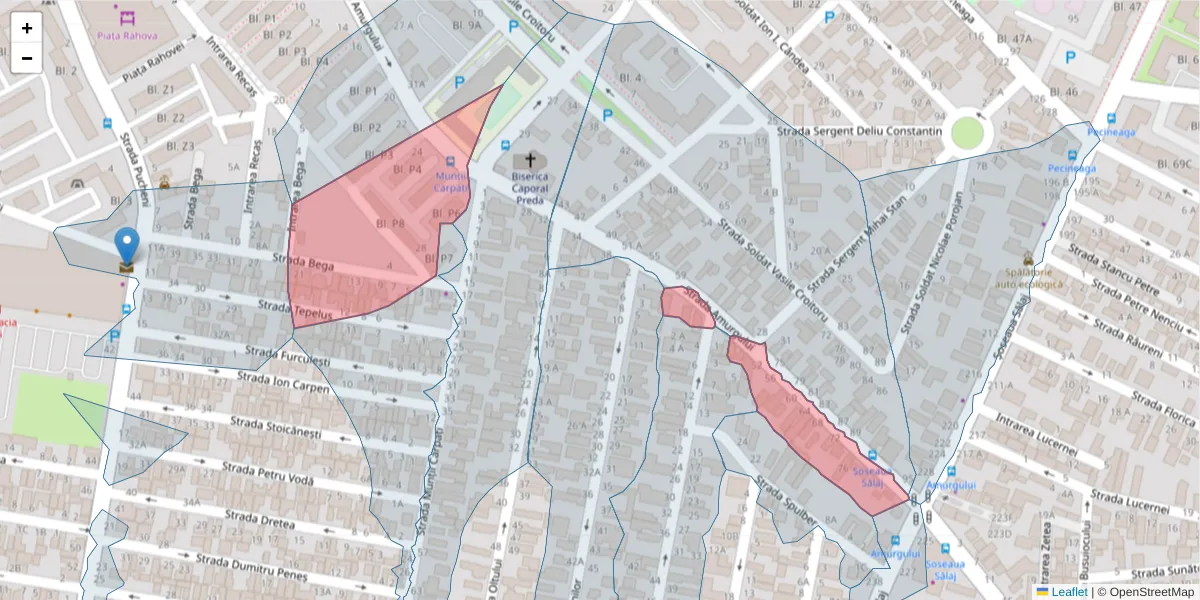 Hartă a codului poștal  și a codurilor poștale învecinate