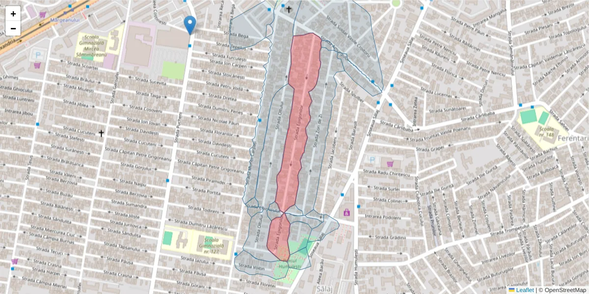 Hartă a codului poștal  și a codurilor poștale învecinate