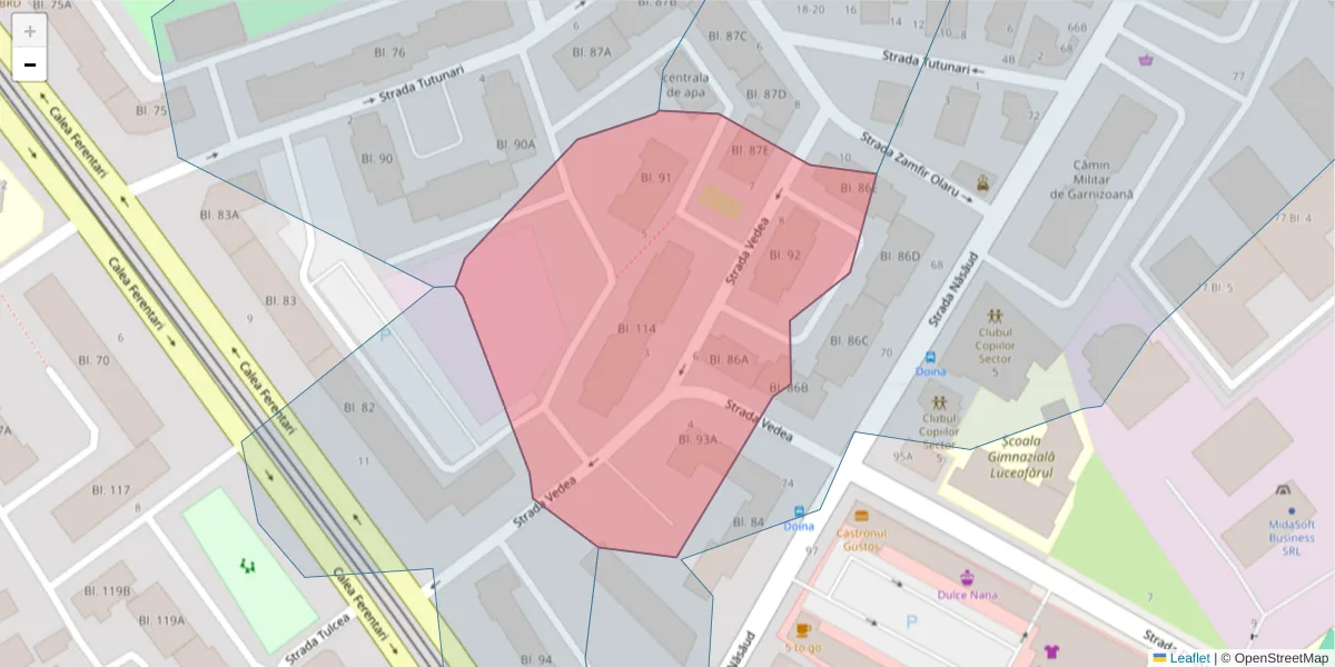 Hartă a codului poștal  și a codurilor poștale învecinate