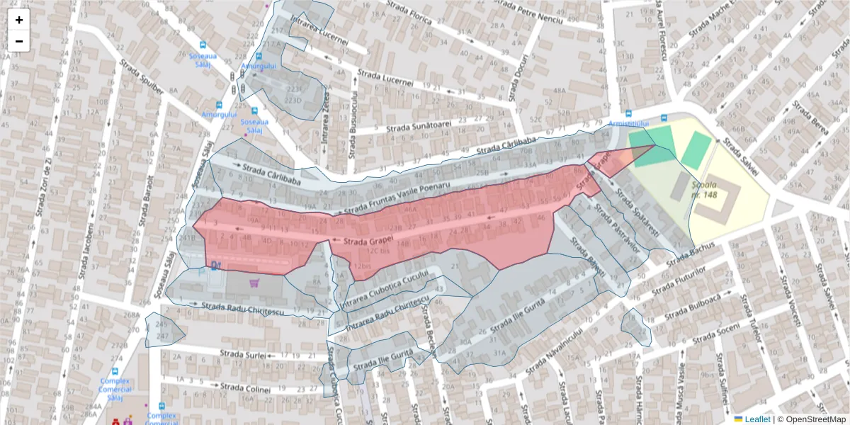 Hartă a codului poștal  și a codurilor poștale învecinate