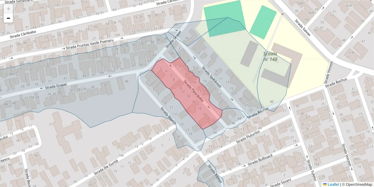 Hartă a codului poștal  și a codurilor poștale învecinate