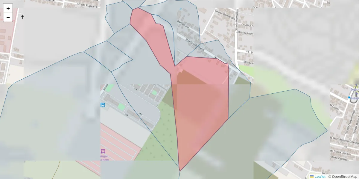 Hartă a codului poștal  și a codurilor poștale învecinate