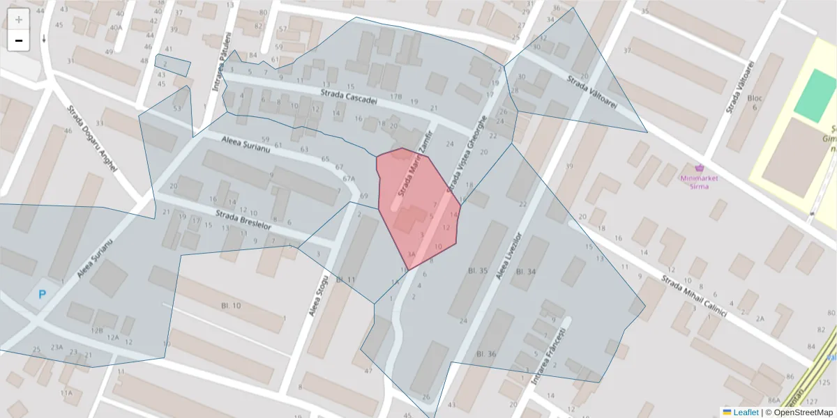 Hartă a codului poștal  și a codurilor poștale învecinate