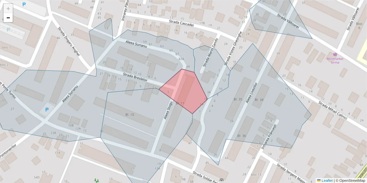 Hartă a codului poștal  și a codurilor poștale învecinate