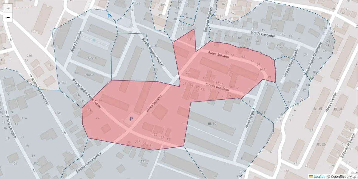 Hartă a codului poștal  și a codurilor poștale învecinate