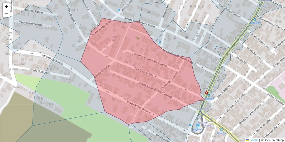 Hartă a codului poștal  și a codurilor poștale învecinate