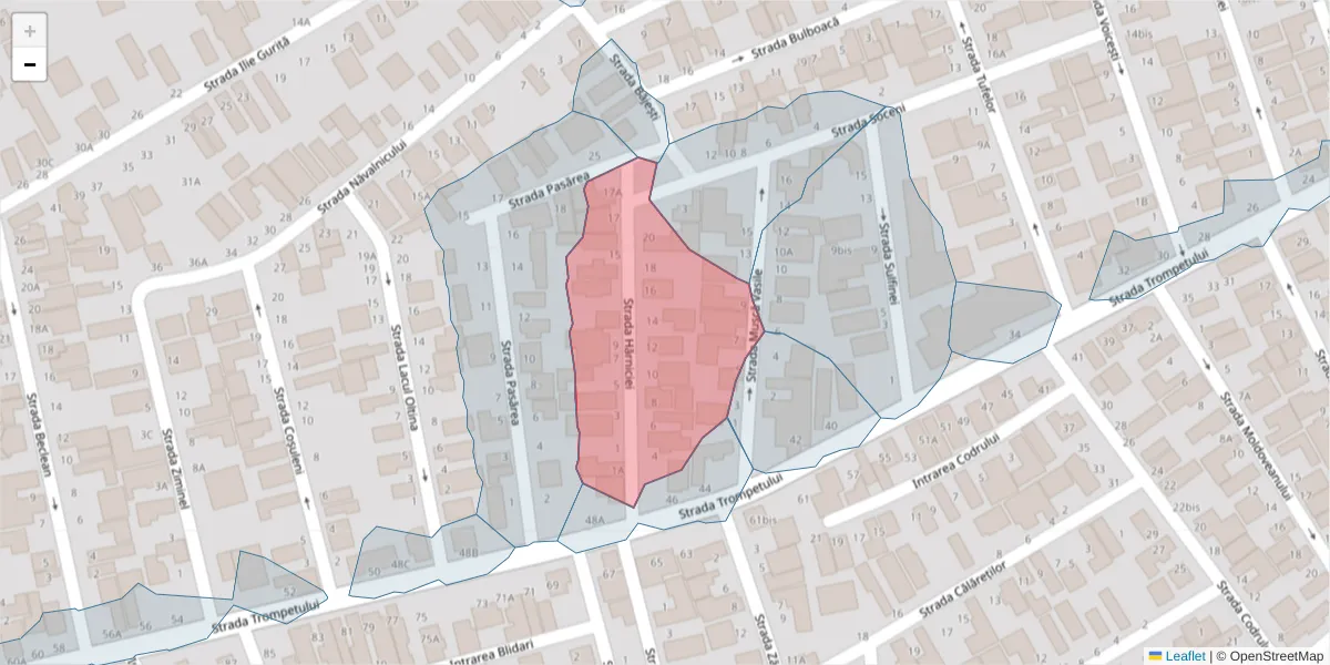 Hartă a codului poștal  și a codurilor poștale învecinate