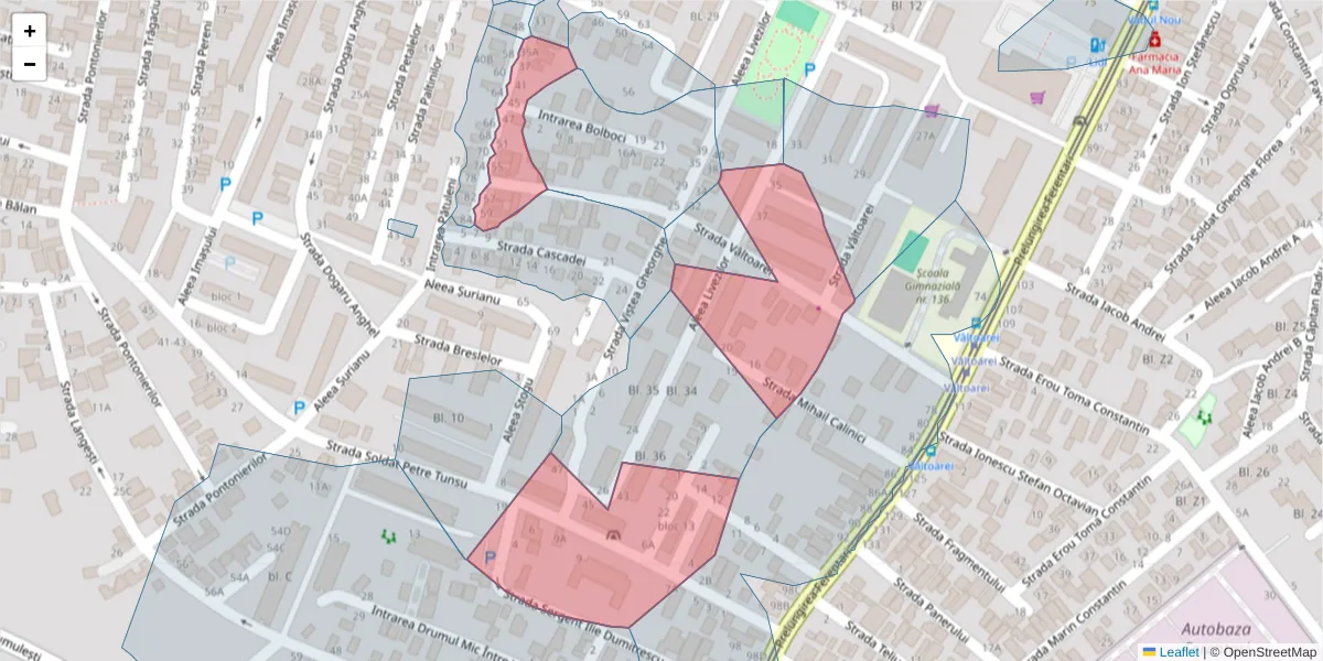 Hartă a codului poștal  și a codurilor poștale învecinate