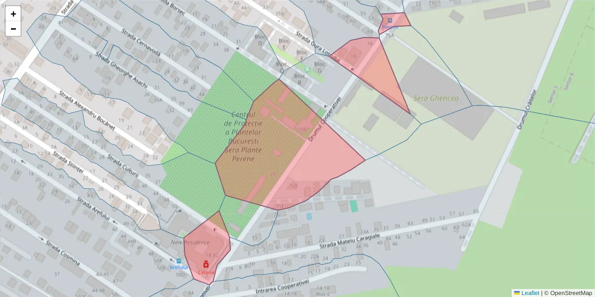 Hartă a codului poștal  și a codurilor poștale învecinate