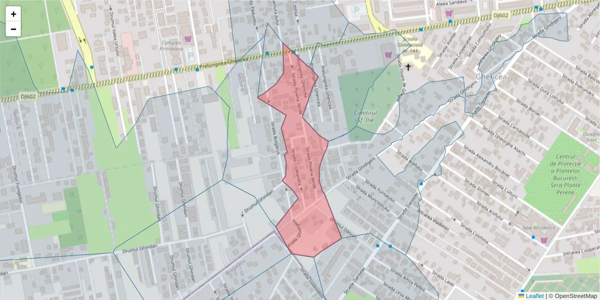 Hartă a codului poștal  și a codurilor poștale învecinate