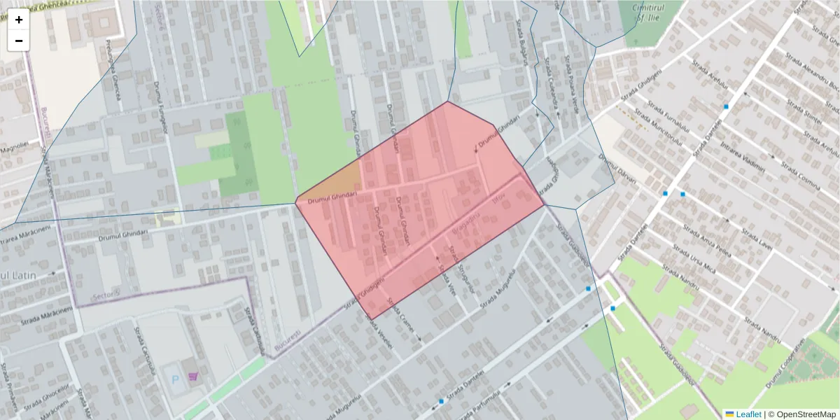 Hartă a codului poștal  și a codurilor poștale învecinate