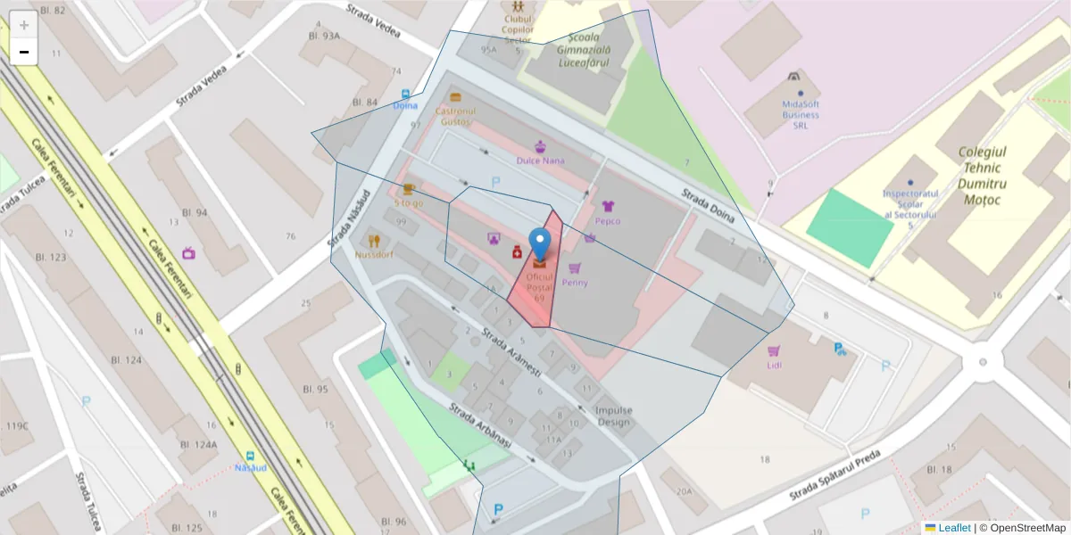 Hartă a codului poștal  și a codurilor poștale învecinate