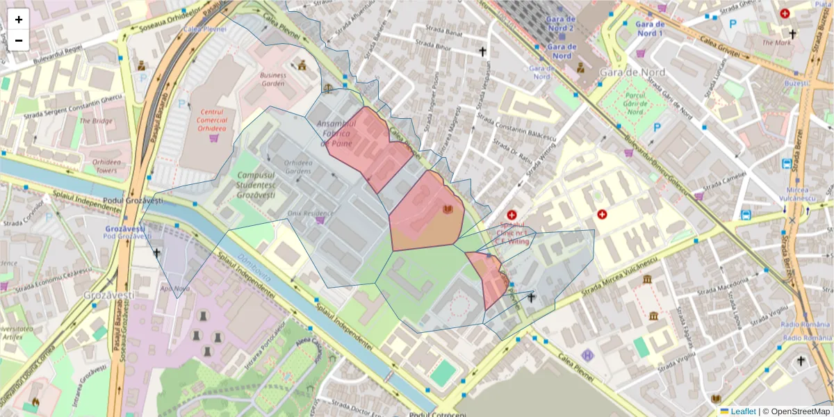 Hartă a codului poștal  și a codurilor poștale învecinate