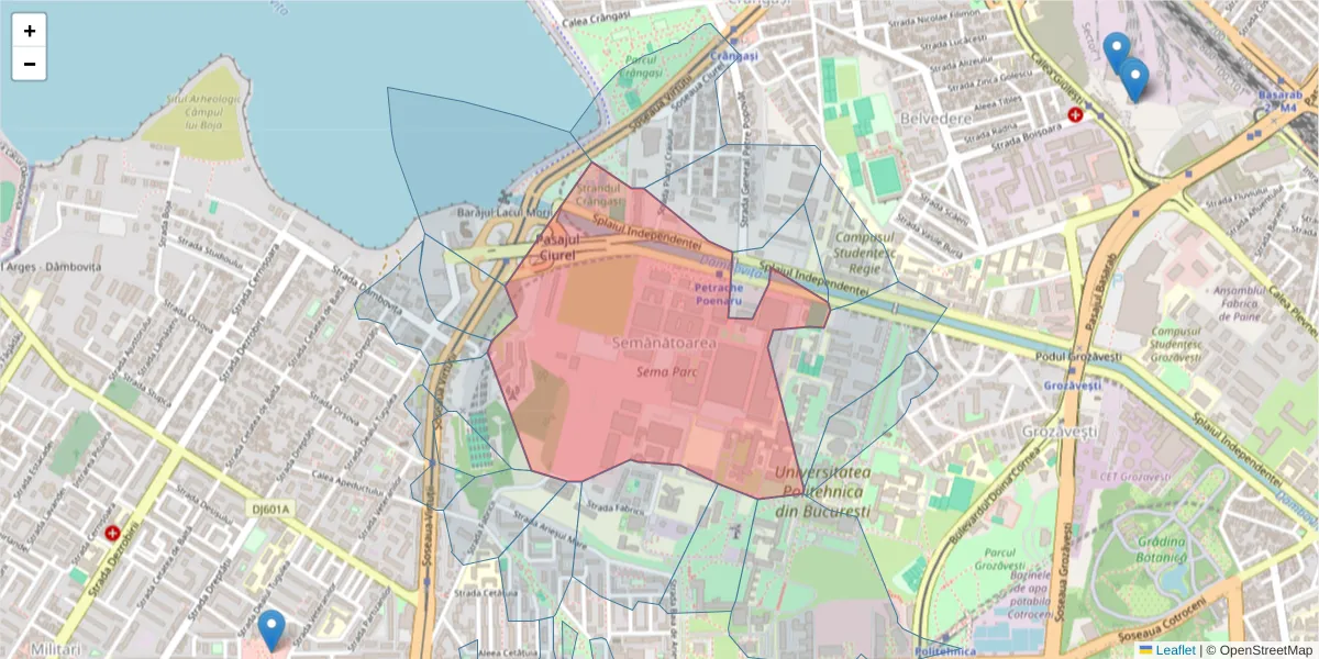 Hartă a codului poștal  și a codurilor poștale învecinate