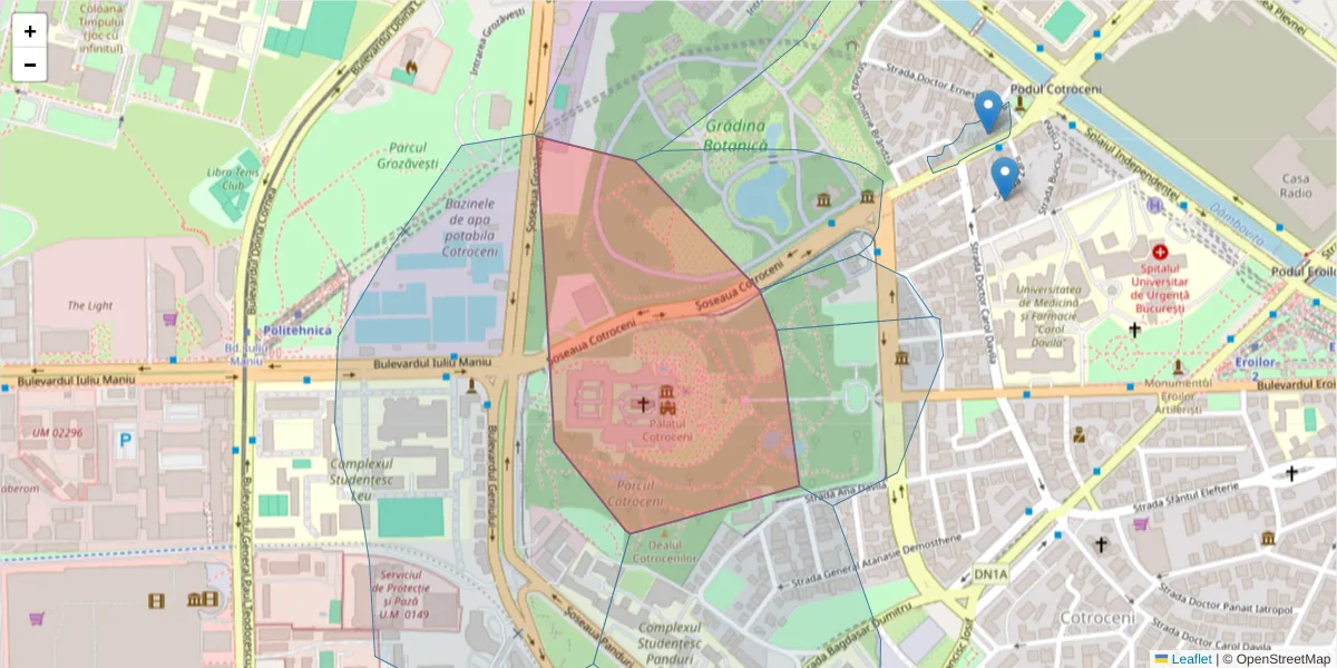 Hartă a codului poștal  și a codurilor poștale învecinate