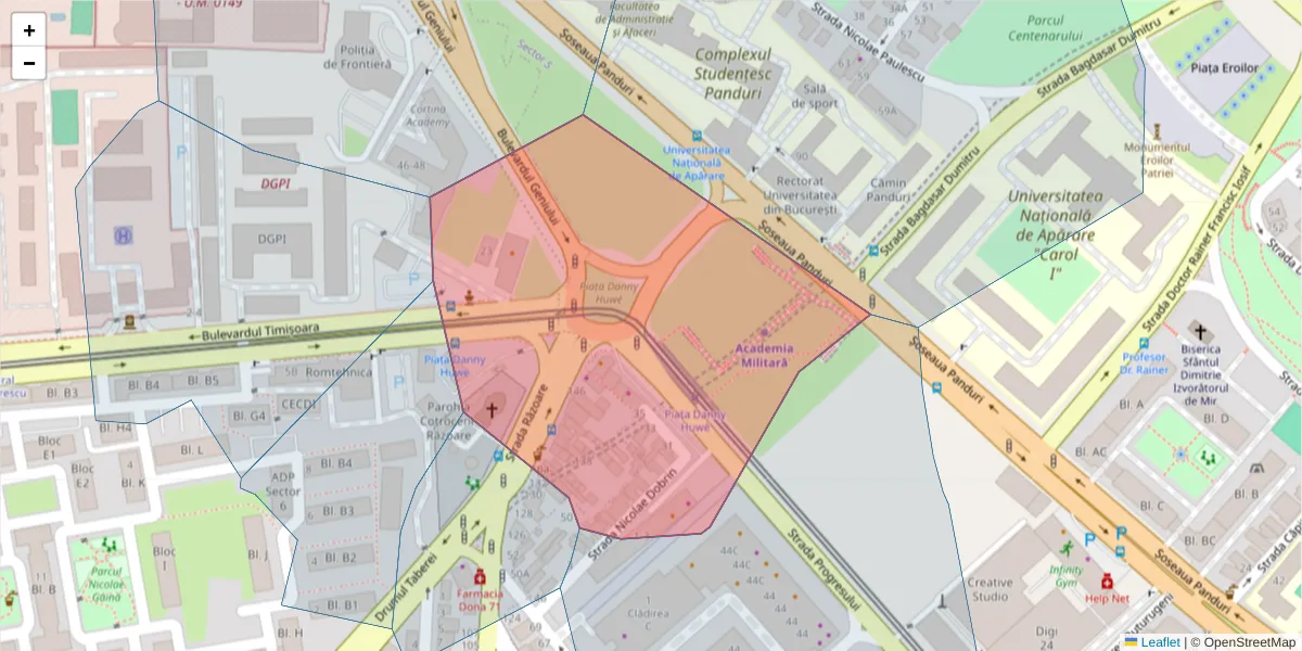Hartă a codului poștal  și a codurilor poștale învecinate