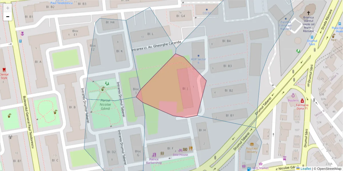 Hartă a codului poștal  și a codurilor poștale învecinate