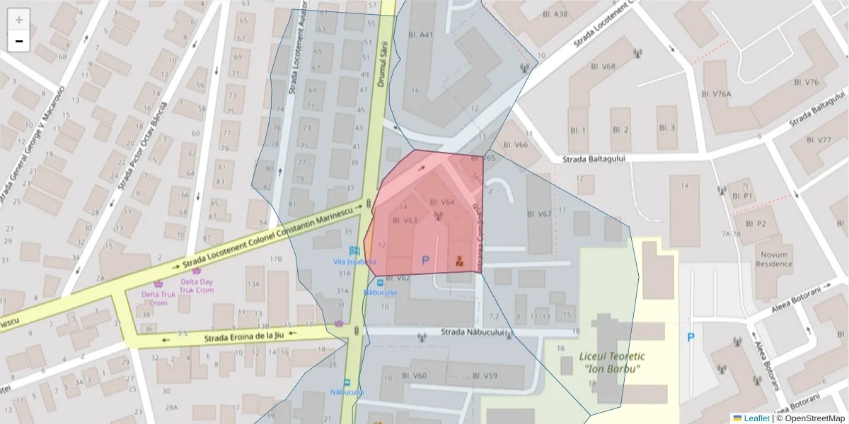 Hartă a codului poștal  și a codurilor poștale învecinate