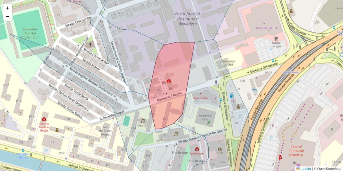 Hartă a codului poștal  și a codurilor poștale învecinate