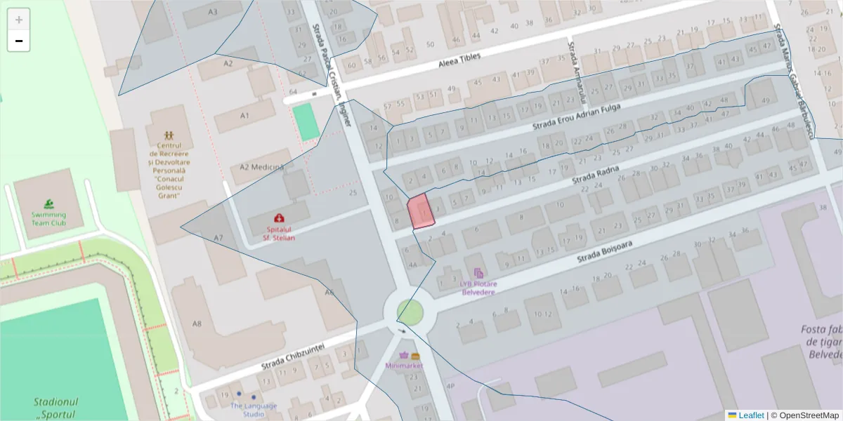 Hartă a codului poștal  și a codurilor poștale învecinate