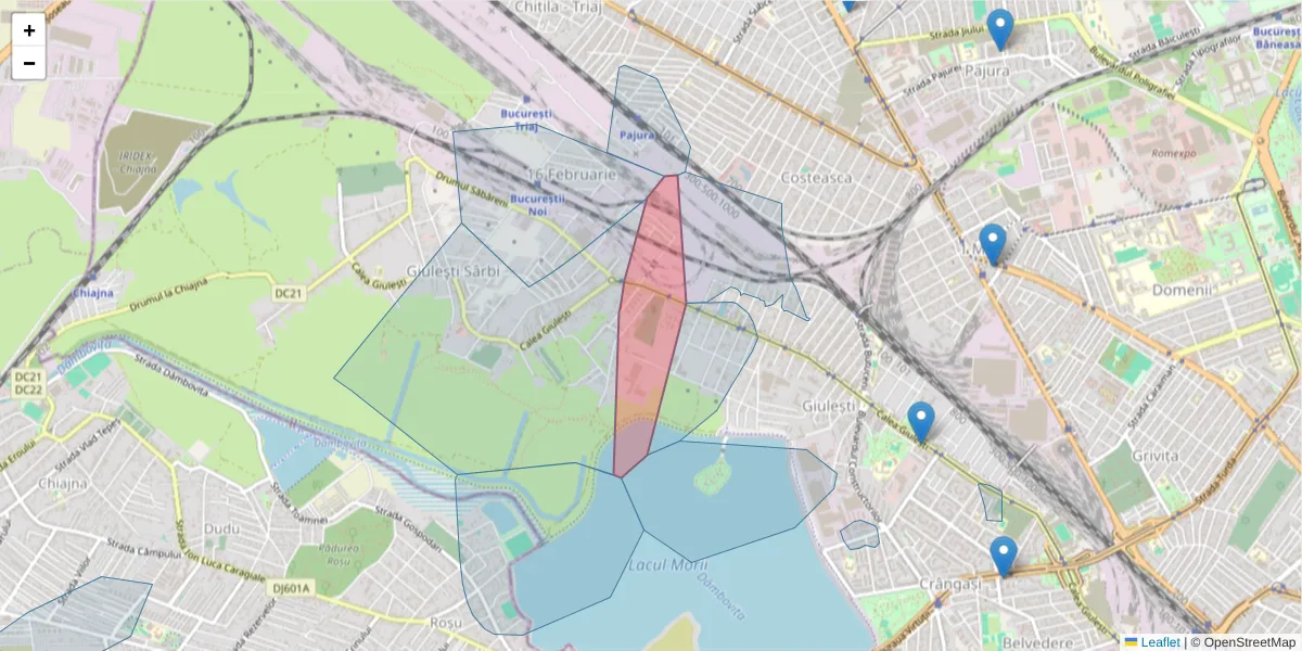 Hartă a codului poștal  și a codurilor poștale învecinate