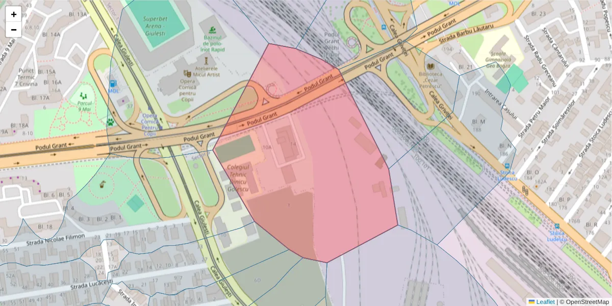 Hartă a codului poștal  și a codurilor poștale învecinate